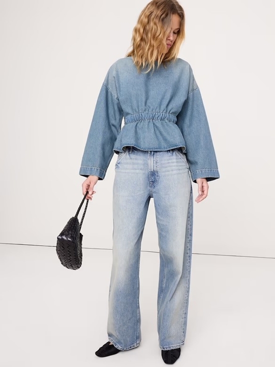 Banana Republic Tops - Banana Republic Blue Denim Tie-Waist Top Size Xl